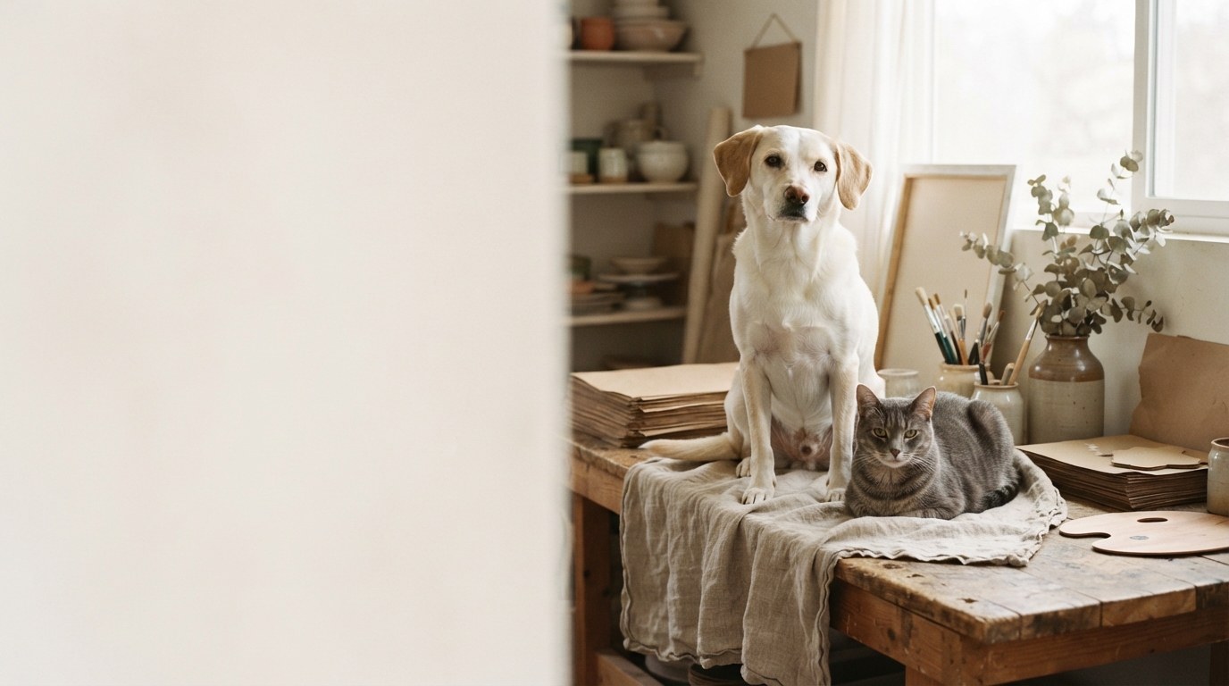 A dog and cat spending time together at home